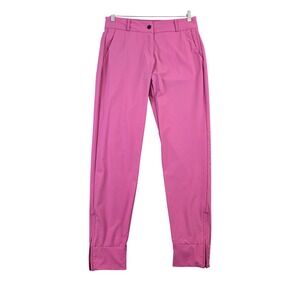 Abendroth Womens Golf Pants Pink Zipper Ankle Cuff Stretch Performance Barbie 10